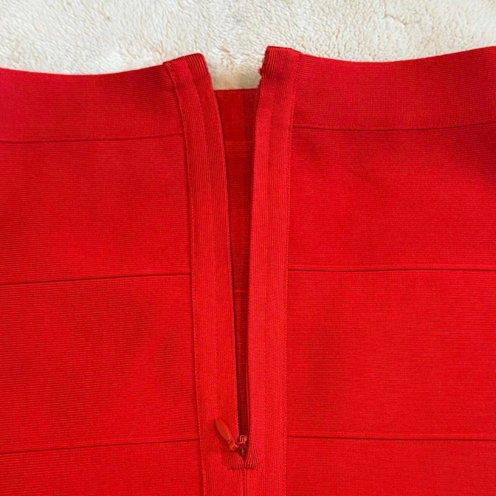 Bodycon Collection Red Ribbed Bandage Mini Skirt Sz XL - Picture 3 of 6